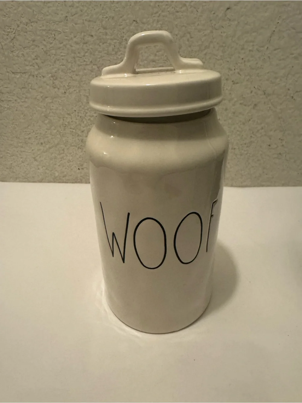 Rae Dunn WOOF Canister - Cream White